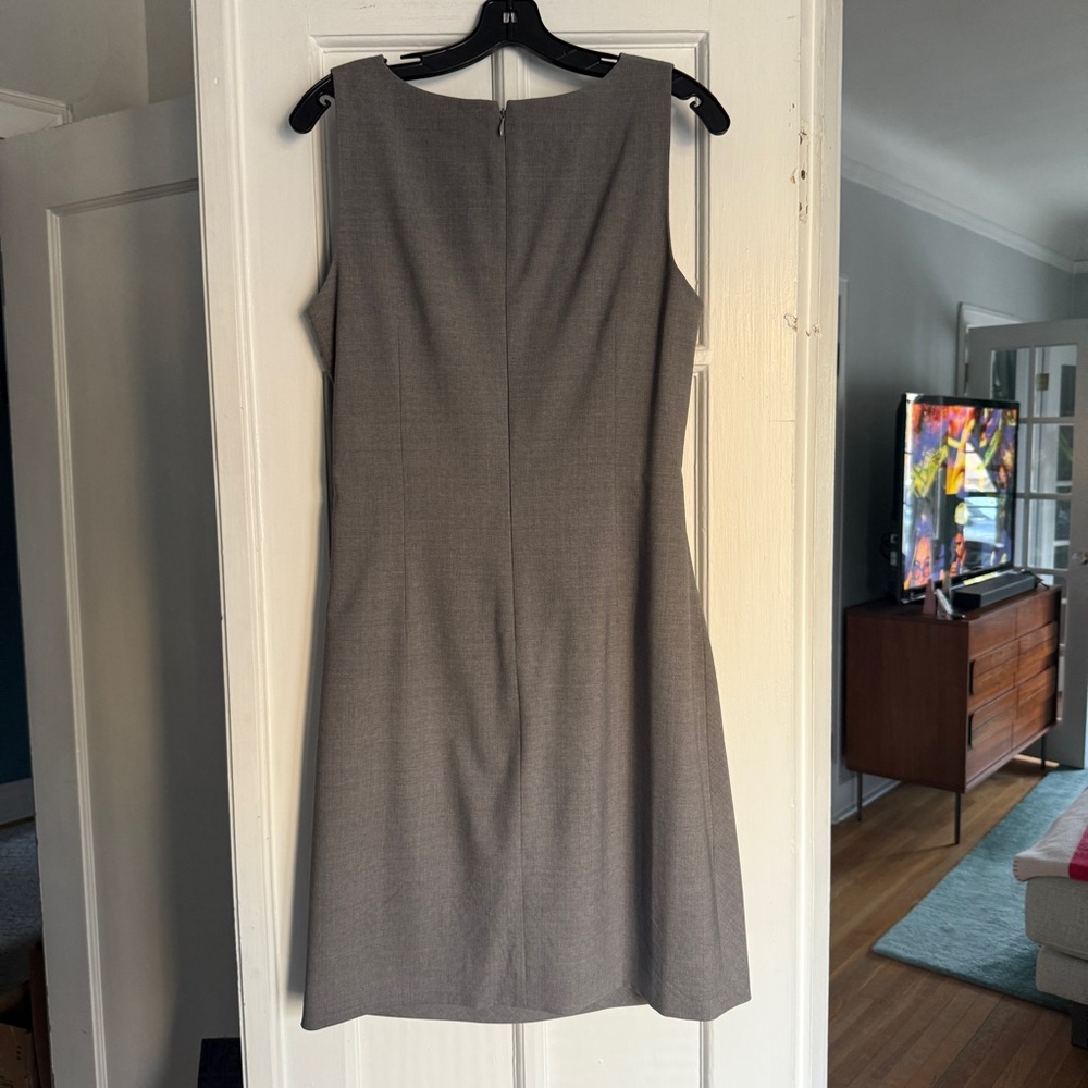 THEORY Light Gray Ruched Jarianna Wool Dress - Picture 7 of 10